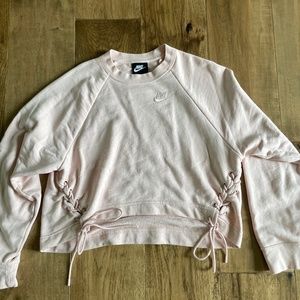 Nike cropped pink side tie sweatshirt womens XS